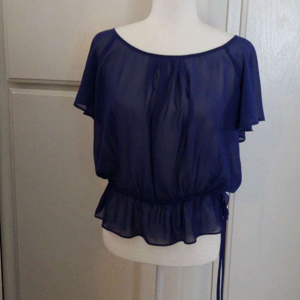 Blue ruffle top